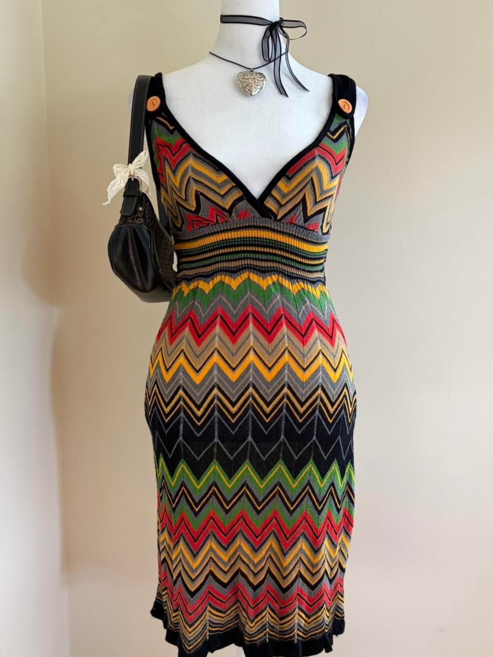 Vintage Y2K crochet pointelle knit dress twee indie sleaze preppy grunge mini S - Picture 3 of 11